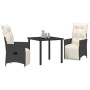 Conjunto de Comedor de Jardín de 3 Piezas con Cojines Poliratán Negro de , Sillas de jardín - Ref: Foro24-3379562, Precio: 30...