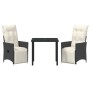 Conjunto de Comedor de Jardín de 3 Piezas con Cojines Poliratán Negro de , Sillas de jardín - Ref: Foro24-3379562, Precio: 30...