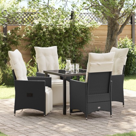 Conjunto de comedor de jardín de 5 piezas con cojines en poliratán negro de , Sillas de jardín - Ref: Foro24-3379563, Precio:...