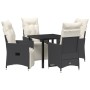 Conjunto de comedor de jardín de 5 piezas con cojines en poliratán negro de , Sillas de jardín - Ref: Foro24-3379563, Precio:...