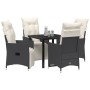 Conjunto de comedor de jardín de 5 piezas con cojines en poliratán negro de , Sillas de jardín - Ref: Foro24-3379563, Precio:...