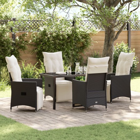 Juego de Comedor de Jardín de 5 Piezas con Cojines Negro Poliratán de , Sillas de jardín - Ref: Foro24-3379564, Precio: 539,4...