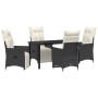 Juego de Comedor de Jardín de 5 Piezas con Cojines Negro Poliratán de , Sillas de jardín - Ref: Foro24-3379564, Precio: 539,4...