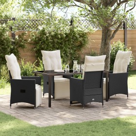 Juego de comedor de jardín de 5 piezas con cojines Polirratán negro de , Sillas de jardín - Ref: Foro24-3379565, Precio: 555,...
