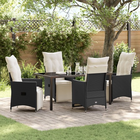 Juego de comedor de jardín de 5 piezas con cojines Polirratán negro de , Sillas de jardín - Ref: Foro24-3379565, Precio: 555,...