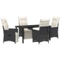 Juego de comedor de jardín de 5 piezas con cojines Polirratán negro de , Sillas de jardín - Ref: Foro24-3379565, Precio: 555,...