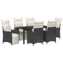 Set de Comedor de Jardín de 7 Piezas con Cojines de Poliratán Negro de , Sillas de jardín - Ref: Foro24-3379566, Precio: 764,...