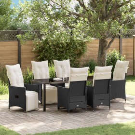 Set de Comedor de Jardín de 7 Piezas con Cojines Poliratán Negro de , Sillas de jardín - Ref: Foro24-3379567, Precio: 786,03 ...