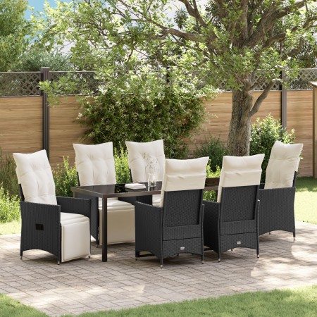 Set de Comedor de Jardín de 7 Piezas con Cojines Poliratán Negro de , Sillas de jardín - Ref: Foro24-3379567, Precio: 786,03 ...