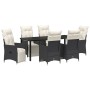 Set de Comedor de Jardín de 7 Piezas con Cojines Poliratán Negro de , Sillas de jardín - Ref: Foro24-3379567, Precio: 786,03 ...
