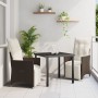 Juego de Comedor de Jardín de 3 Piezas con Cojines Marrón Ratán Poliéster | Foro24.es | Tu tienda online para hogar, jardín y más Foro24.es