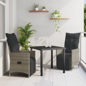 Set de Comedor de Jardín de 3 Piezas con Cojines Gris Poliratán de , Sillas de jardín - Ref: Foro24-3379576, Precio: 340,55 €...