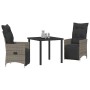 Set de Comedor de Jardín de 3 Piezas con Cojines Gris Poliratán de , Sillas de jardín - Ref: Foro24-3379576, Precio: 340,55 €...