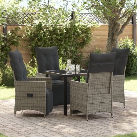Set de Comedor de Jardín de 5 Piezas con Cojines Gris Polirratán de , Sillas de jardín - Ref: Foro24-3379577, Precio: 573,60 ...