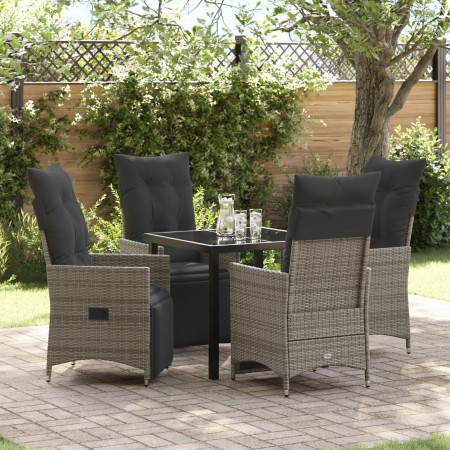 Set de Comedor de Jardín de 5 Piezas con Cojines Gris Polirratán de , Sillas de jardín - Ref: Foro24-3379577, Precio: 573,60 ...