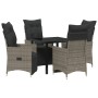 Set de Comedor de Jardín de 5 Piezas con Cojines Gris Polirratán de , Sillas de jardín - Ref: Foro24-3379577, Precio: 573,60 ...