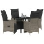Set de Comedor de Jardín de 5 Piezas con Cojines Gris Polirratán de , Sillas de jardín - Ref: Foro24-3379577, Precio: 573,60 ...