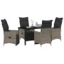 Juego de Comedor de Jardín de 5 piezas con Cojines Gris Poliratán de , Sillas de jardín - Ref: Foro24-3379578, Precio: 597,66...