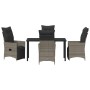 Juego de Comedor de Jardín de 5 piezas con Cojines Gris Poliratán de , Sillas de jardín - Ref: Foro24-3379578, Precio: 597,66...