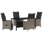 Juego de Comedor de Jardín de 5 Piezas con Cojines Gris Poliratán de , Sillas de jardín - Ref: Foro24-3379579, Precio: 614,67...