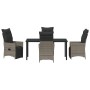 Juego de Comedor de Jardín de 5 Piezas con Cojines Gris Poliratán de , Sillas de jardín - Ref: Foro24-3379579, Precio: 614,67...