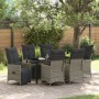 Set de Comedor de Jardín de 7 Piezas con Cojines Gris Polirratán de , Sillas de jardín - Ref: Foro24-3379580, Precio: 890,17 ...