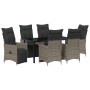 Set de Comedor de Jardín de 7 Piezas con Cojines Gris Polirratán de , Sillas de jardín - Ref: Foro24-3379580, Precio: 890,17 ...