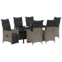 Set de Comedor de Jardín de 7 Piezas con Cojines Gris Polirratán de , Sillas de jardín - Ref: Foro24-3379580, Precio: 890,17 ...