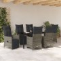 Set de Comedor de Jardín de 7 Piezas con Cojines Gris Polirratán de , Sillas de jardín - Ref: Foro24-3379580, Precio: 890,17 ...