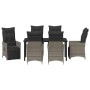 Set de Comedor de Jardín de 7 Piezas con Cojines Gris Polirratán de , Sillas de jardín - Ref: Foro24-3379580, Precio: 890,17 ...