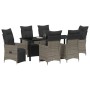 Set de Comedor de Jardín de 7 Piezas con Cojines Gris Poliratán de , Sillas de jardín - Ref: Foro24-3379581, Precio: 895,01 €...