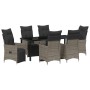 Set de Comedor de Jardín de 7 Piezas con Cojines Gris Poliratán de , Sillas de jardín - Ref: Foro24-3379581, Precio: 895,01 €...