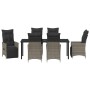 Set de Comedor de Jardín de 7 Piezas con Cojines Gris Poliratán de , Sillas de jardín - Ref: Foro24-3379581, Precio: 895,01 €...