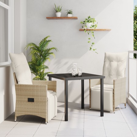 Juego de Comedor de Jardín de 3 Piezas con Cojines Beige Poliratán de , Sillas de jardín - Ref: Foro24-3379583, Precio: 362,3...