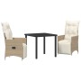 Juego de Comedor de Jardín de 3 Piezas con Cojines Beige Poliratán de , Sillas de jardín - Ref: Foro24-3379583, Precio: 362,3...