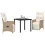 Juego de Comedor de Jardín de 3 Piezas con Cojines Beige Poliratán de , Sillas de jardín - Ref: Foro24-3379583, Precio: 362,3...