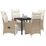 Set de Comedor de Jardín de 5 Piezas con Cojines Beige Poliratán de , Sillas de jardín - Ref: Foro24-3379584, Precio: 626,66 ...