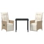 Juego de Comedor de Jardín de 3 Piezas con Cojines Beige Poliratán de , Sillas de jardín - Ref: Foro24-3379583, Precio: 362,3...