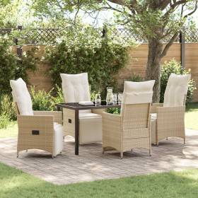 Set de Comedor de Jardín de 5 Piezas con Cojines Beige Poliratán de , Sillas de jardín - Ref: Foro24-3379585, Precio: 652,44 ...