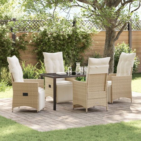 Set de Comedor de Jardín de 5 Piezas con Cojines Beige Poliratán de , Sillas de jardín - Ref: Foro24-3379585, Precio: 652,44 ...