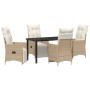 Set de Comedor de Jardín de 5 Piezas con Cojines Beige Poliratán de , Sillas de jardín - Ref: Foro24-3379585, Precio: 652,44 ...