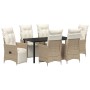 Conjunto de Comedor de Jardín de 7 Piezas con Cojines Beige Poliratán de , Sillas de jardín - Ref: Foro24-3379587, Precio: 92...
