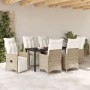 Conjunto de Comedor de Jardín de 7 Piezas con Cojines Beige Poliratán de , Sillas de jardín - Ref: Foro24-3379587, Precio: 92...