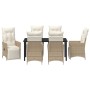 Conjunto de Comedor de Jardín de 7 Piezas con Cojines Beige Poliratán de , Sillas de jardín - Ref: Foro24-3379587, Precio: 92...