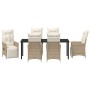 Set de Comedor de Jardín de 7 Piezas con Cojines Beige Ratán Poliratán de , Sillas de jardín - Ref: Foro24-3379588, Precio: 9...