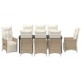 Juego de Comedor de Jardín de 9 Piezas con Cojines Beige Poliratán de , Sillas de jardín - Ref: Foro24-3379589, Precio: 1,00 ...