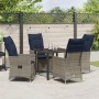 Conjunto de Comedor de Jardín de 5 Piezas con Cojines de Ratán Gris, Mesa de Jardín Negra 80x80x73 cm con Vidrio Templado de ...