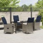 Juego de Comedor de Jardín de 5 Piezas con Cojines Ratán Gris, Mesa de Jardín Negra 160x80x73 cm Cristal Templado de , Mesas ...