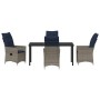 Juego de Comedor de Jardín de 5 Piezas con Cojines Ratán Gris, Mesa de Jardín Negra 160x80x73 cm Cristal Templado de , Mesas ...