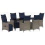 Set de Comedor de Jardín de 7 Piezas con Cojines Ratán Poliéster Gris, Mesa de Jardín  Negra 200x80x73 cm Cristal Templado | Foro24.es | Tu tienda online para hogar, jardín y más Foro24.es